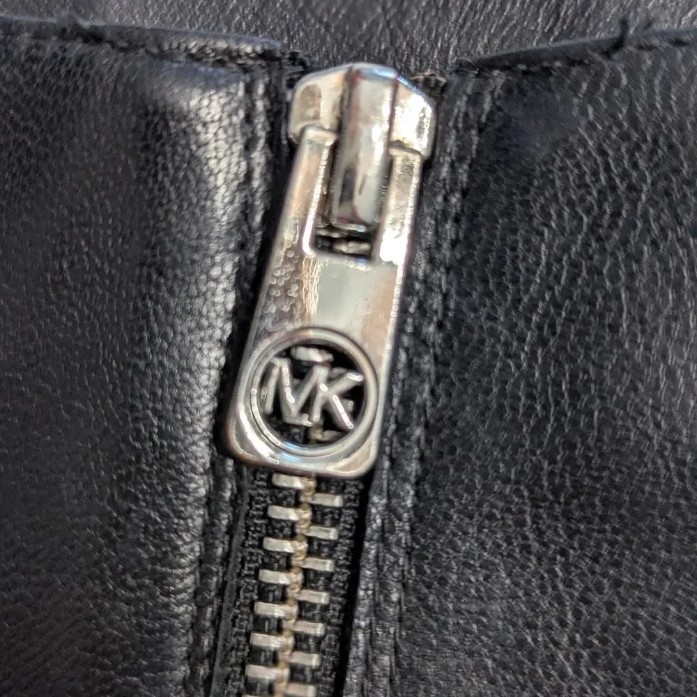 👢 Michael Kors Black Leather Knee High Boots Women’s 8.5M – Pointed Toe - Picture 6 of 10